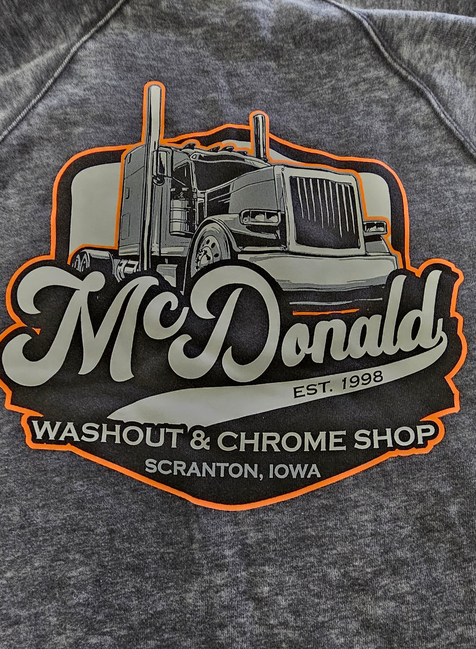 McDonald Washout New School Distressed Gray/Orange Crew Neck Sweatshirt