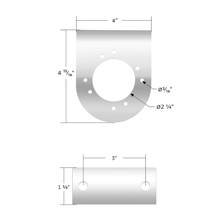 United Pacific 304 Stainless Steel Bracket For Single 3" Light