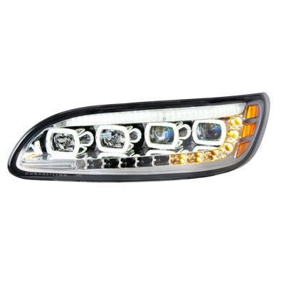 United Pacific Quad-LED Headlight With LED DRL & Seq. Signal For 2005-2015 Peterbilt 386