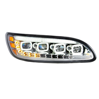 United Pacific Quad-LED Headlight With LED DRL & Seq. Signal For 2005-2015 Peterbilt 386