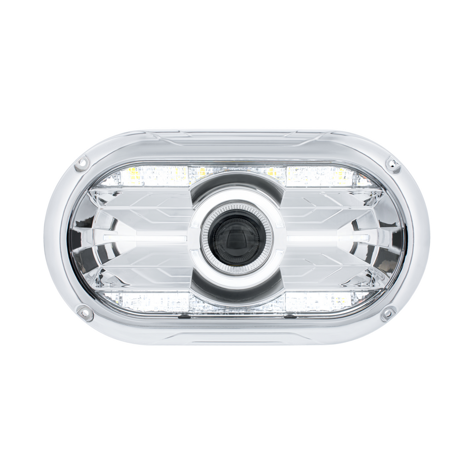 United Pacific Full LED Projector One-Piece Style Chrome Headlight For Dual 5-3/4" Headlight Housing