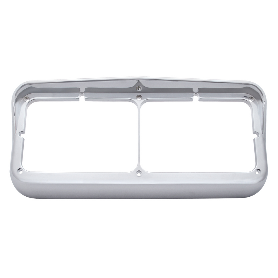 United Pacific Chrome Plastic Rectangular Dual 4" X 6" Headlight Bezel With Visor