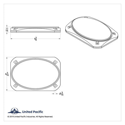 United Pacific Chrome 6-3/8" X 4-5/16" Speaker Covers For Various Peterbilt Models (Pair)