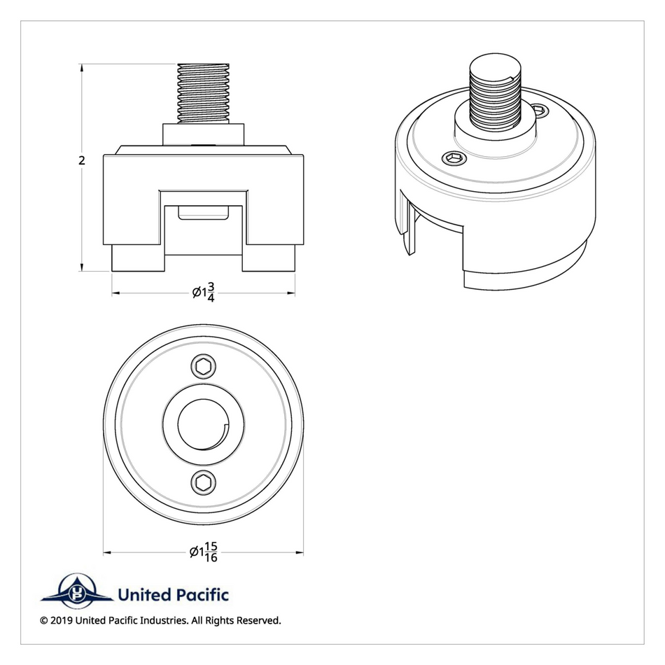 United Pacific 1/2"-13 Thread-On Shift Knob Mounting Adapter For Eaton Fuller Style 13/15/18 Shifter - Chrome