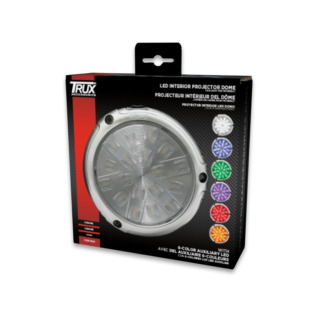 Trux LED Interior Projector Dome Cab Light for Peterbilt – Chrome | 18 Diodes