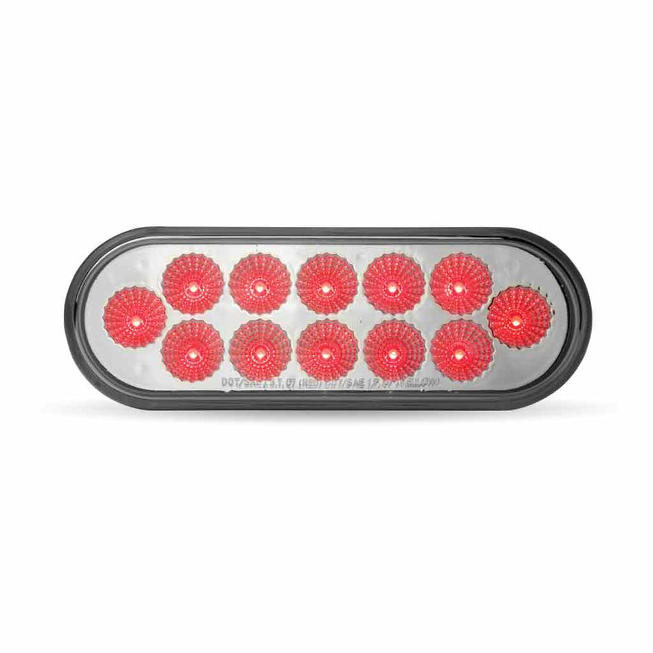 Oval Red/ Clear Red Stop, Turn & Tail LED (12 Diodes)- O12CR and O12R