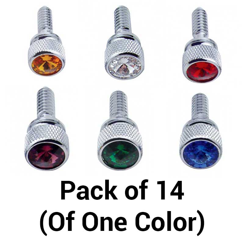 1/4"-20 Knurled Head Dash Screw With Color Crystal For Peterbilt (14-Pack)