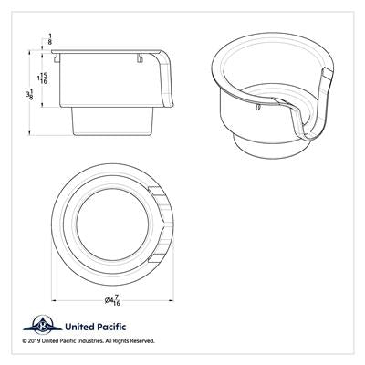 United Pacific Chrome Cup Holder Insert For Kenworth W900/T800/T600 (2002-2008) & Peterbilt 379/378 (2001-2005)