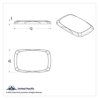 United Pacific Chrome Rectangular Speaker Cover For Peterbilt 389 (2008+), 388 (2008-2014),& 335 (2006-2014)