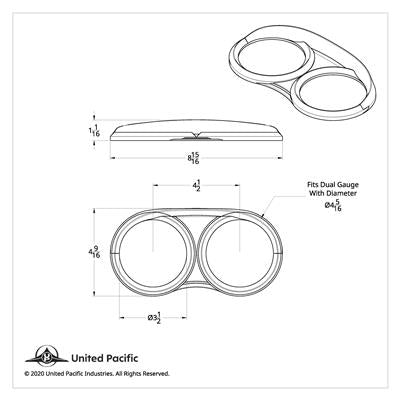 United Pacific Dual Gauge Cluster Bezel With Visor For 2006+ Peterbilt