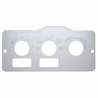 United Pacific Peterbilt Stainless A/C Control Plate - 2 Square Openings