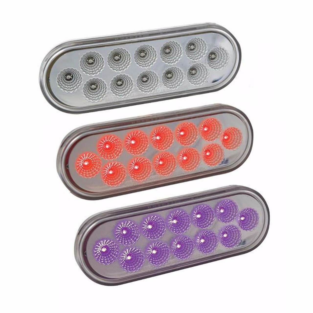 Oval Dual Revolution Red Stop / Turn / Tail Signal with Blue/Green/Purple Marker- OX60R