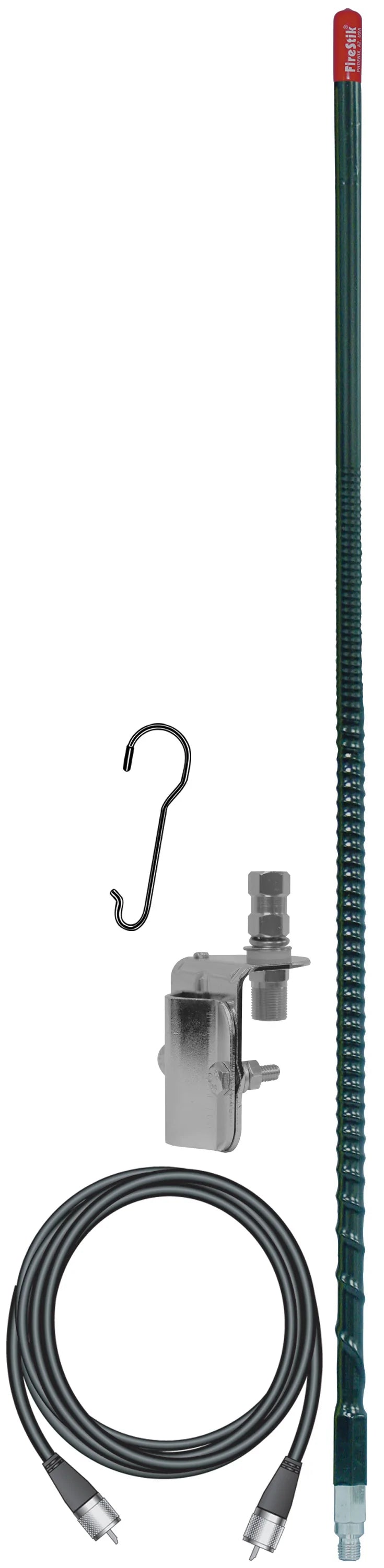 Firestik 3 FOOT 300 WATT ORIGINAL SERIES TRIM-TO-TUNE FIBERGLASS SINGLE MIRROR MOUNT CB ANTENNA KIT IN BLACK