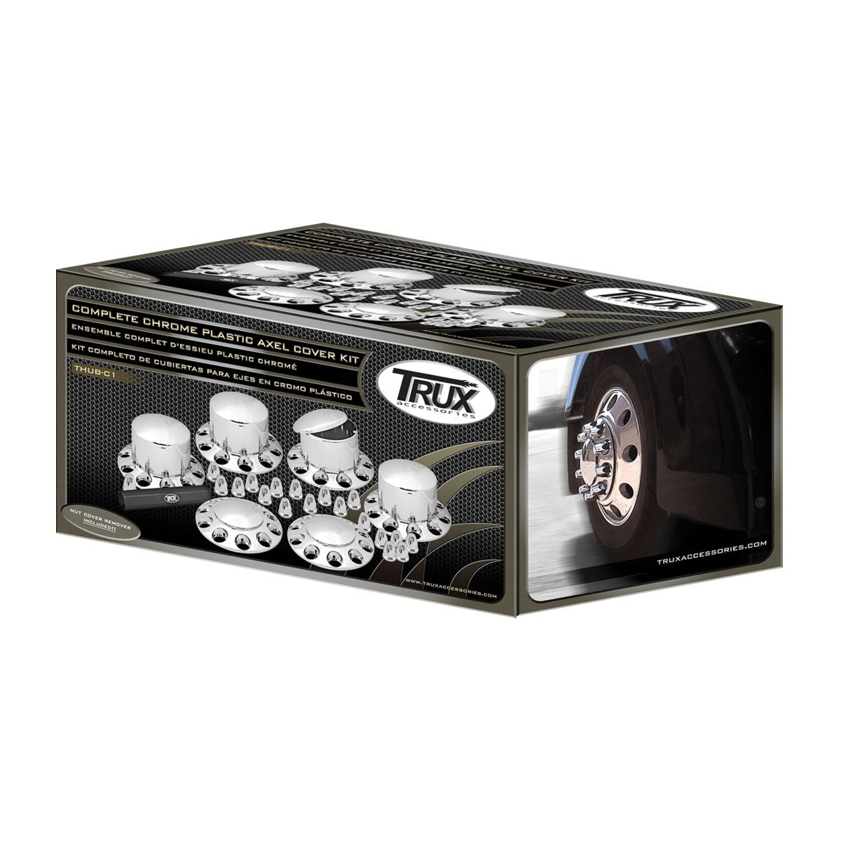 Trux COMPLETE CHROME ABS PLASTIC AXLE & NUT COVER KIT (PUSH ON)