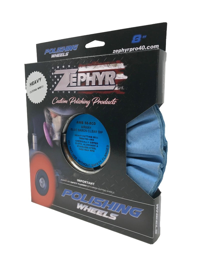 Zephyr Blue Baron Heavy Cut Clear Dip Airway 8”