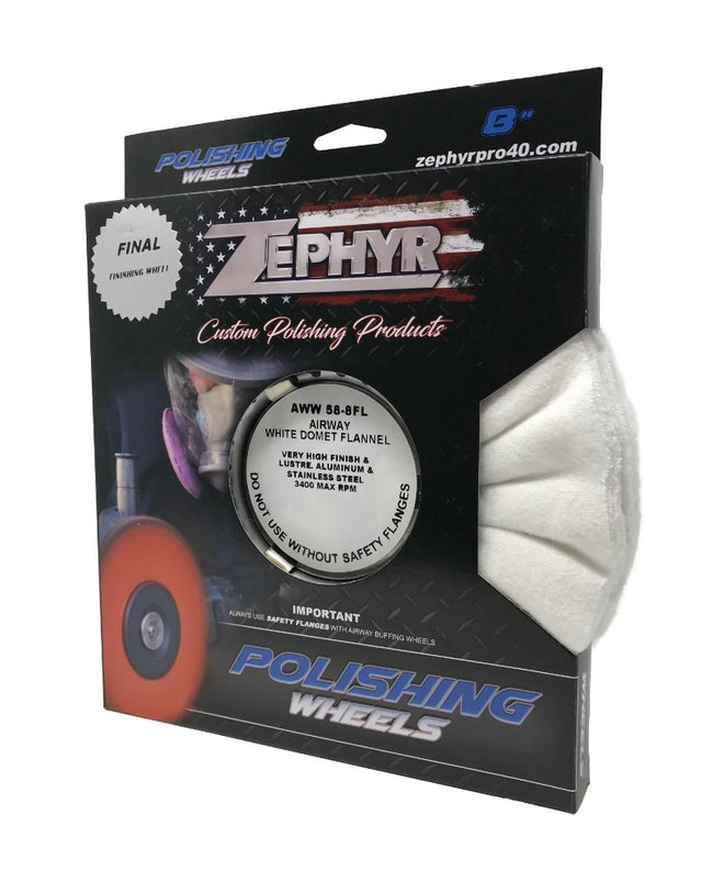 Zephyr White Domet Flannel Airway Finish Buff 8” Signature Series