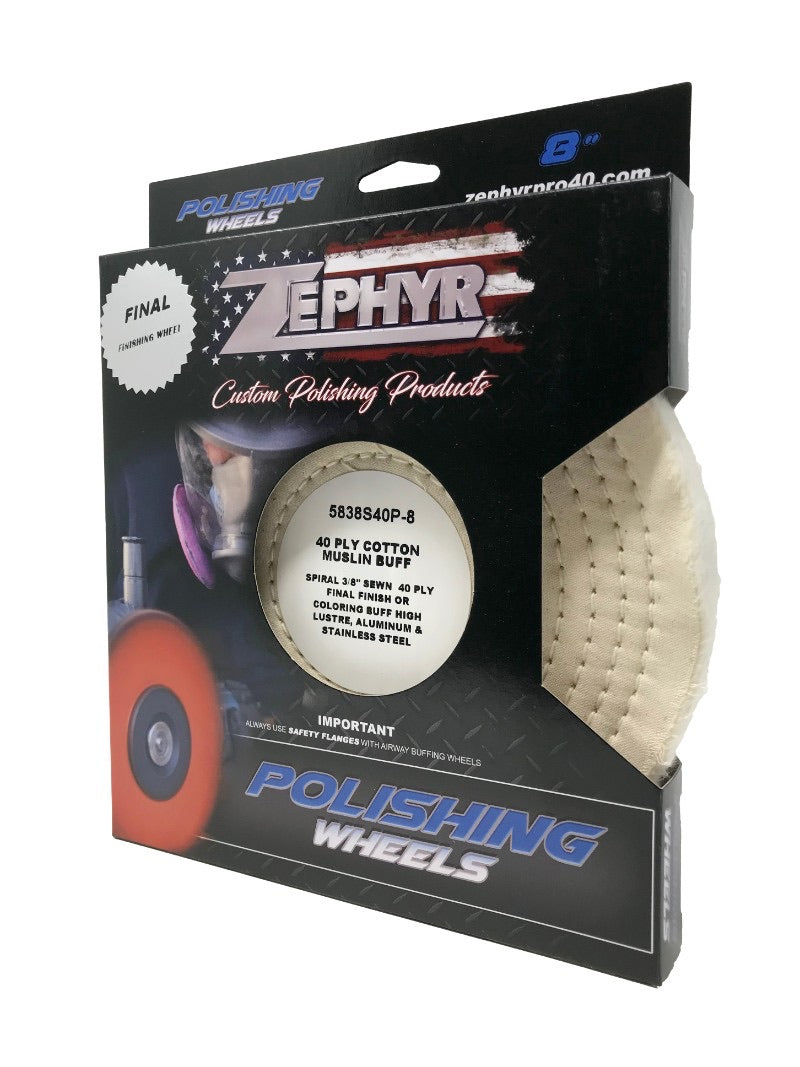 Zephyr Cotton Muslin 40 Ply 3/8” Stitching Buffing Wheel