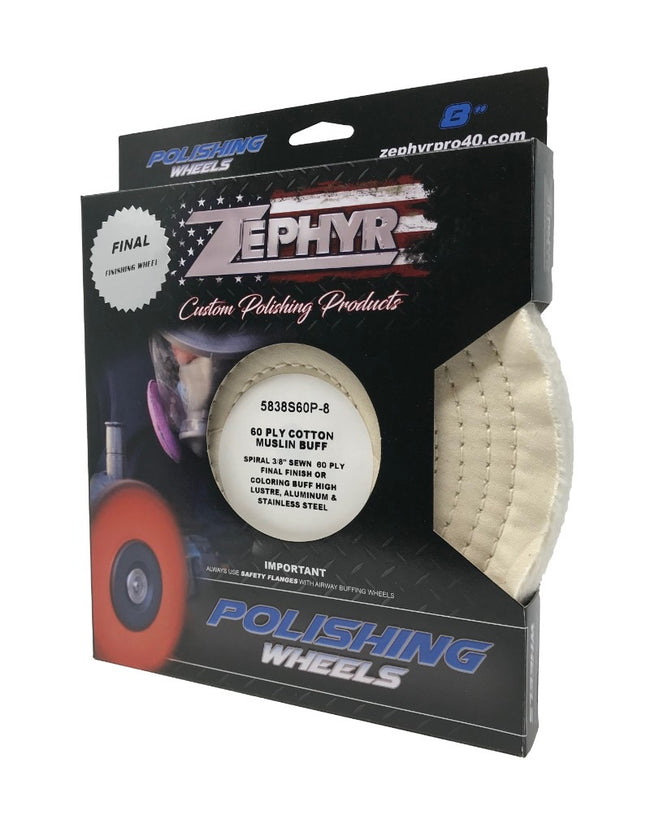 Zephyr Cotton Muslin 60 Ply 3/8” Stitching Buffing Wheel