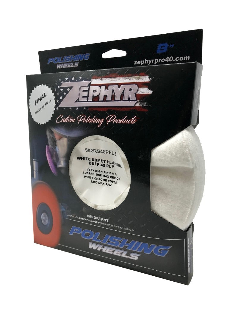 Zephyr White Domet Flannel 40 Ply Buffing Wheel