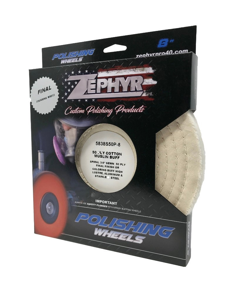 Zephyr Cotton Muslin 50 Ply 3/8” Stitching Buffing Wheel