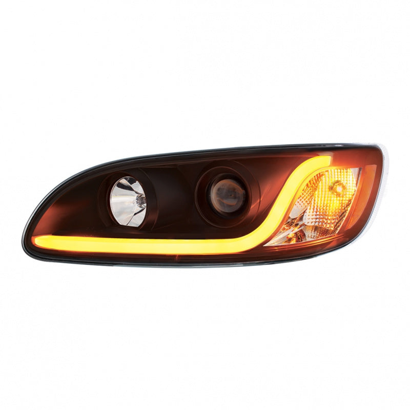 United Pacific PETERBILT 330 335 382 384 386 387 BLACKOUT PROJECTOR HEADLIGHT WITH LED DUAL FUNCTION LIGHT BAR