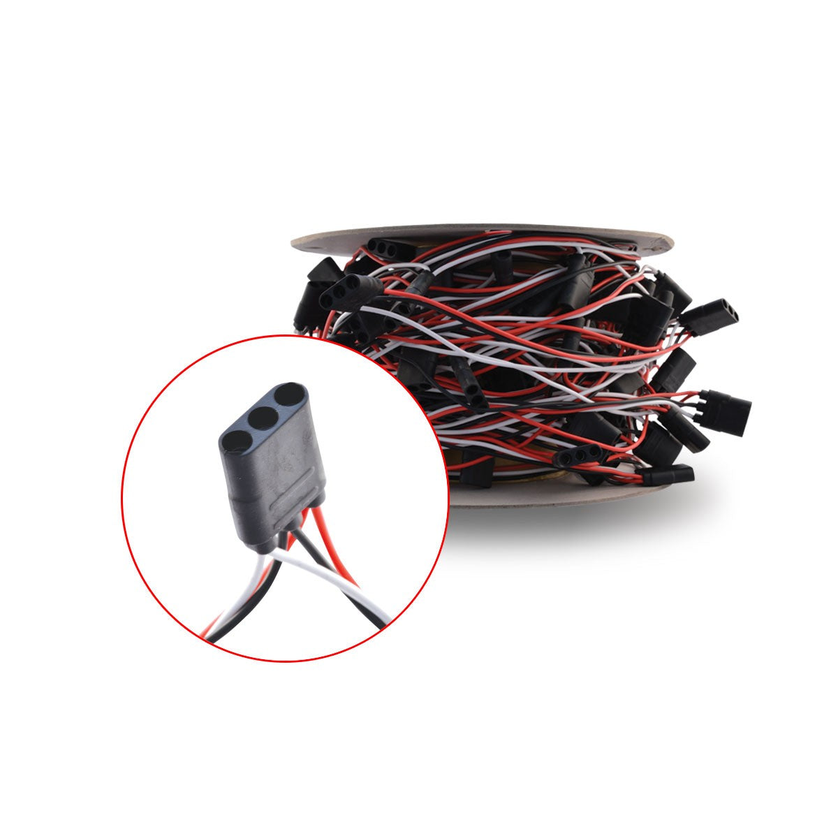 Trux TRIPLE FEMALE BULLET PLUG WIRE HARNESS WITH 6" SPACING - 100 FT. SPOOL