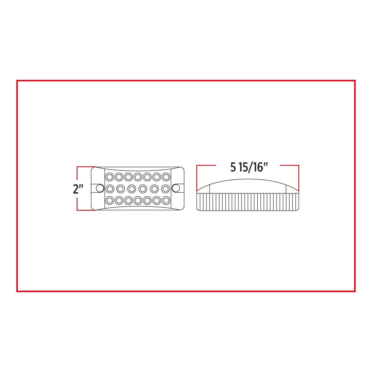 6 x 2 In Rectangular 20 LED Light w/ Reflector and Clear Lens - 2X6CA/ 2X6CR