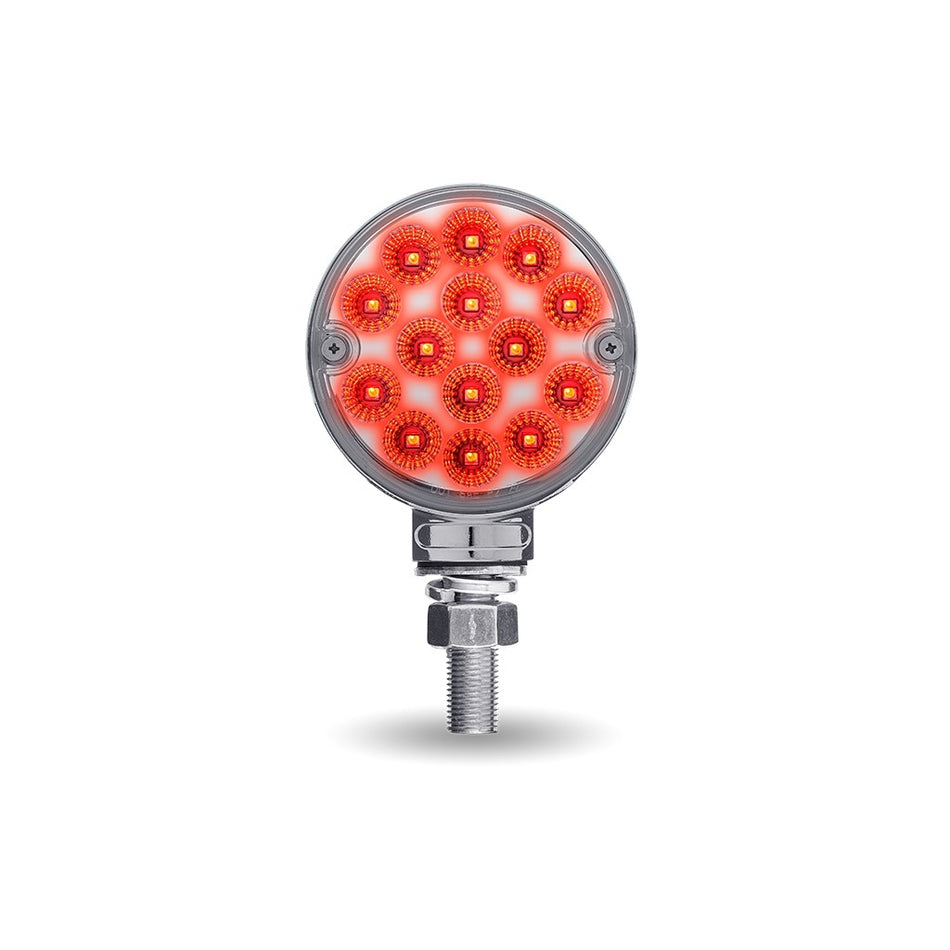 Trux 3" MINI DOUBLE FACE AMBER/RED TURN & MARKER ROUND REFLECTOR LED LIGHT - SINGLE POST