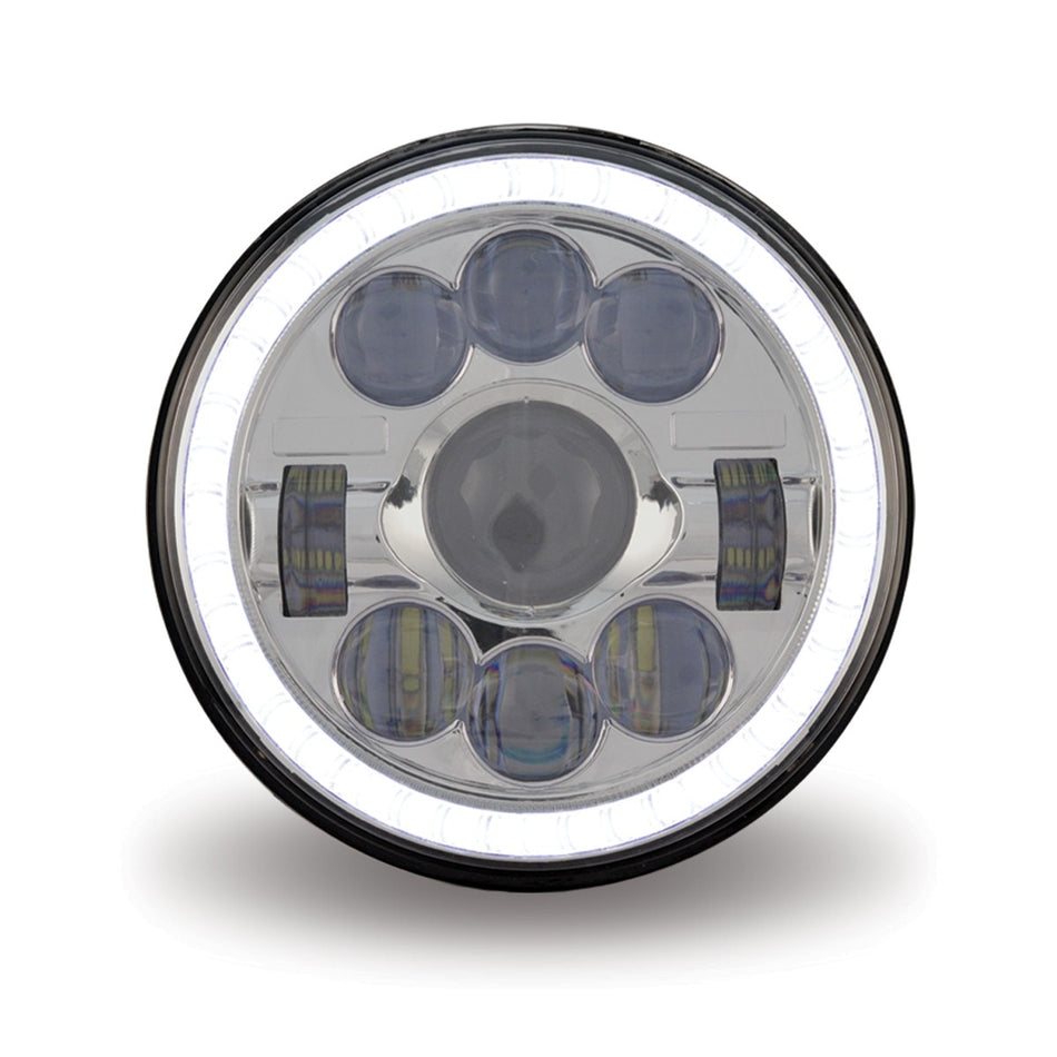 7" LED PROJECTOR HEADLIGHT WITH AUXILIARY HALO RING - COMBINATION HIGH & LOW BEAM