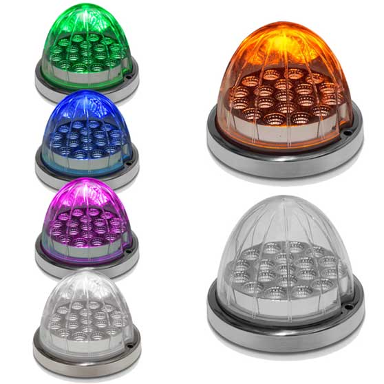DUAL REVOLUTION AMBER OR RED TURN SIGNAL & MARKER TO BLUE, GREEN, PURPLE, OR WHITE AUXILIARY LED WATERMELON LIGHT